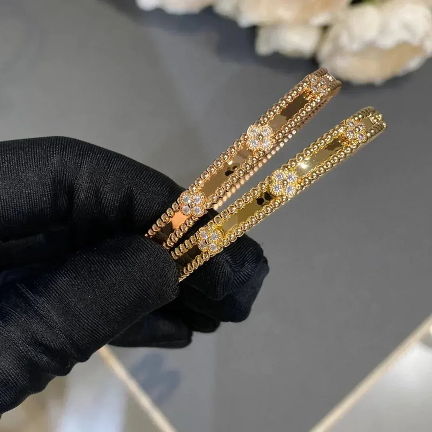 [Lumi Jewelry]CLOVER BRACELET 4MM DIAMONDS