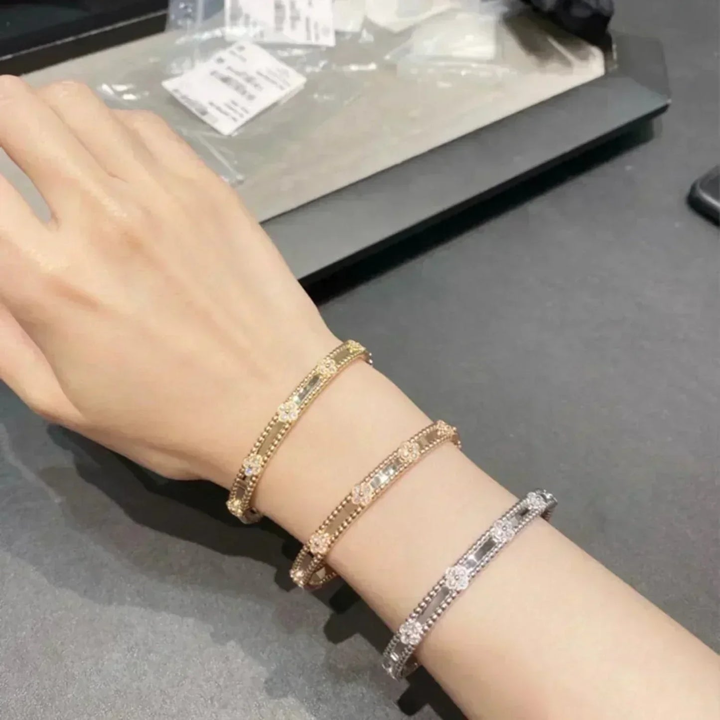 [Lumi Jewelry]CLOVER BRACELET 4MM DIAMONDS