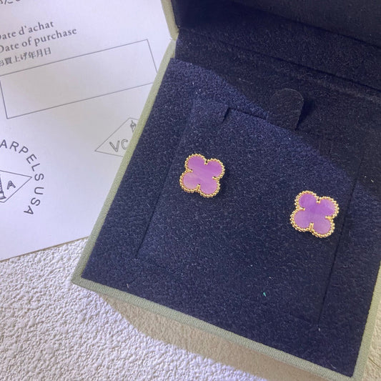 [Lumi Jewelry]CLOVER MINI 9.5MM  PURPLE VIOLET EARRINGS