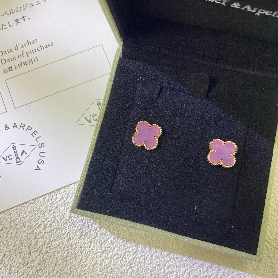 [Lumi Jewelry]CLOVER MINI 9.5MM  PURPLE VIOLET EARRINGS