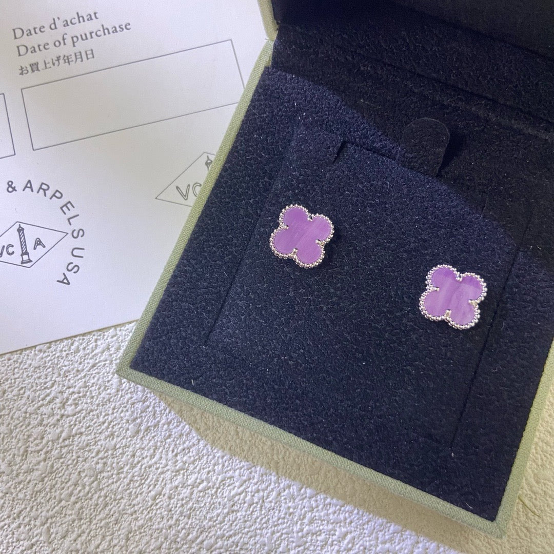 [Lumi Jewelry]CLOVER MINI 9.5MM  PURPLE VIOLET EARRINGS