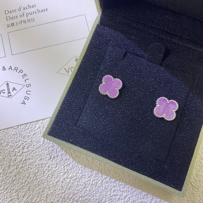 [Lumi Jewelry]CLOVER MINI 9.5MM  PURPLE VIOLET EARRINGS