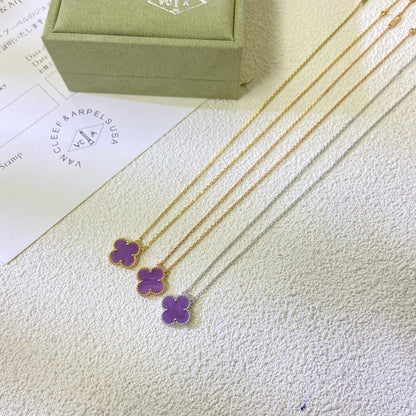 [Lumi Jewelry]CLOVER 15MM  PURPLE VIOLET NECKLACE