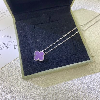 [Lumi Jewelry]CLOVER 15MM  PURPLE VIOLET NECKLACE