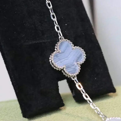 [Lumi Jewelry]CLOVER  5 MOTIF PURPLE CHALCEDONY BRACELET SILVER