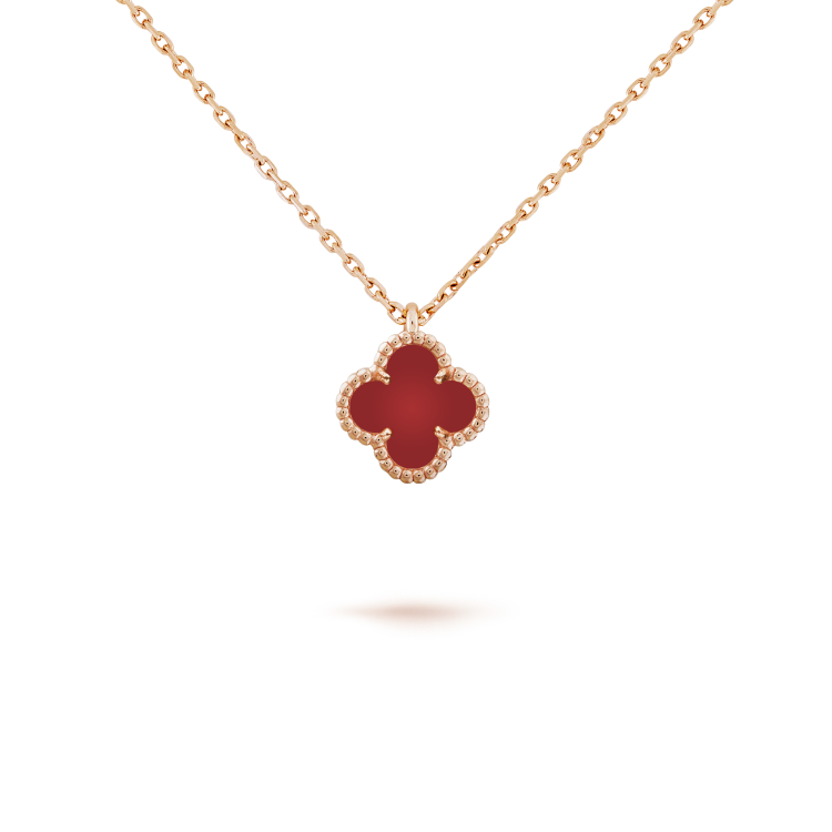 [Lumi Jewelry]CLOVER MINI 9.5MM WHITE CARNELIANS NECKLACE