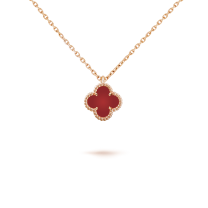 [Lumi Jewelry]CLOVER MINI 9.5MM WHITE CARNELIANS NECKLACE