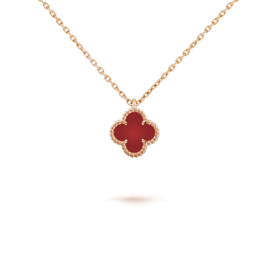 [Lumi Jewelry]CLOVER MINI 9.5MM WHITE CARNELIANS NECKLACE