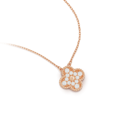 [Lumi Jewelry]CLOVER 15MM DIAMOND SINGLE FLOWER NECKLACE