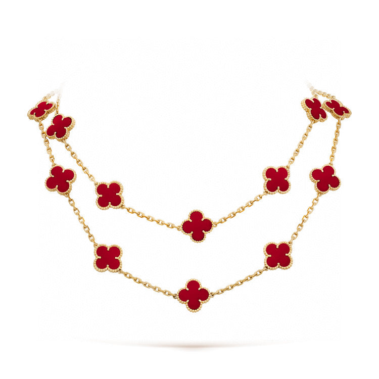 [Lumi Jewelry]CLOVER 20 MOTIFS CARNELIAN NECKLACE