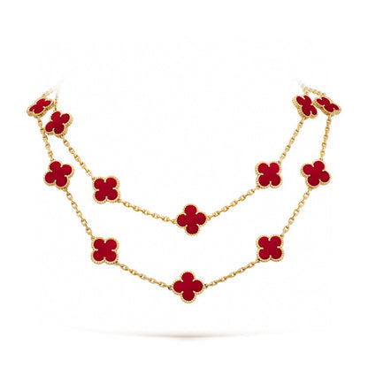[Lumi Jewelry]CLOVER 20 MOTIFS CARNELIAN NECKLACE