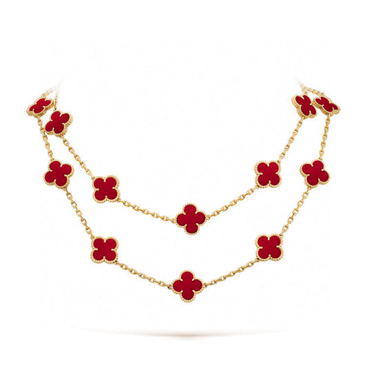 [Lumi Jewelry]CLOVER 20 MOTIFS CARNELIAN NECKLACE