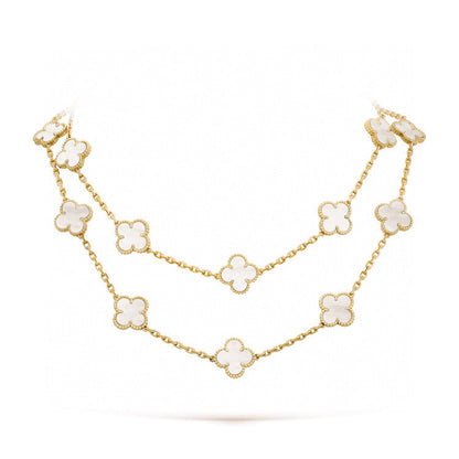 [Lumi Jewelry]CLOVER 20 MOTIFS WHITE MOP NECKLACE