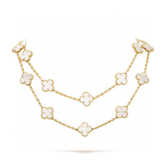 [Lumi Jewelry]CLOVER 20 MOTIFS WHITE MOP NECKLACE