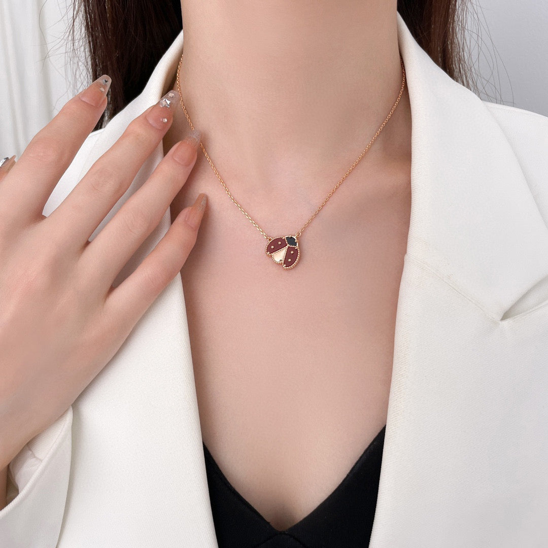 [Lumi Jewelry]LUCKY  CARNELIANS LADYBUG NECKLACE