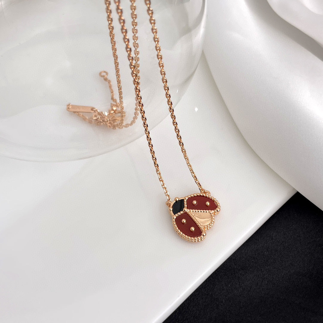 [Lumi Jewelry]LUCKY  CARNELIANS LADYBUG NECKLACE