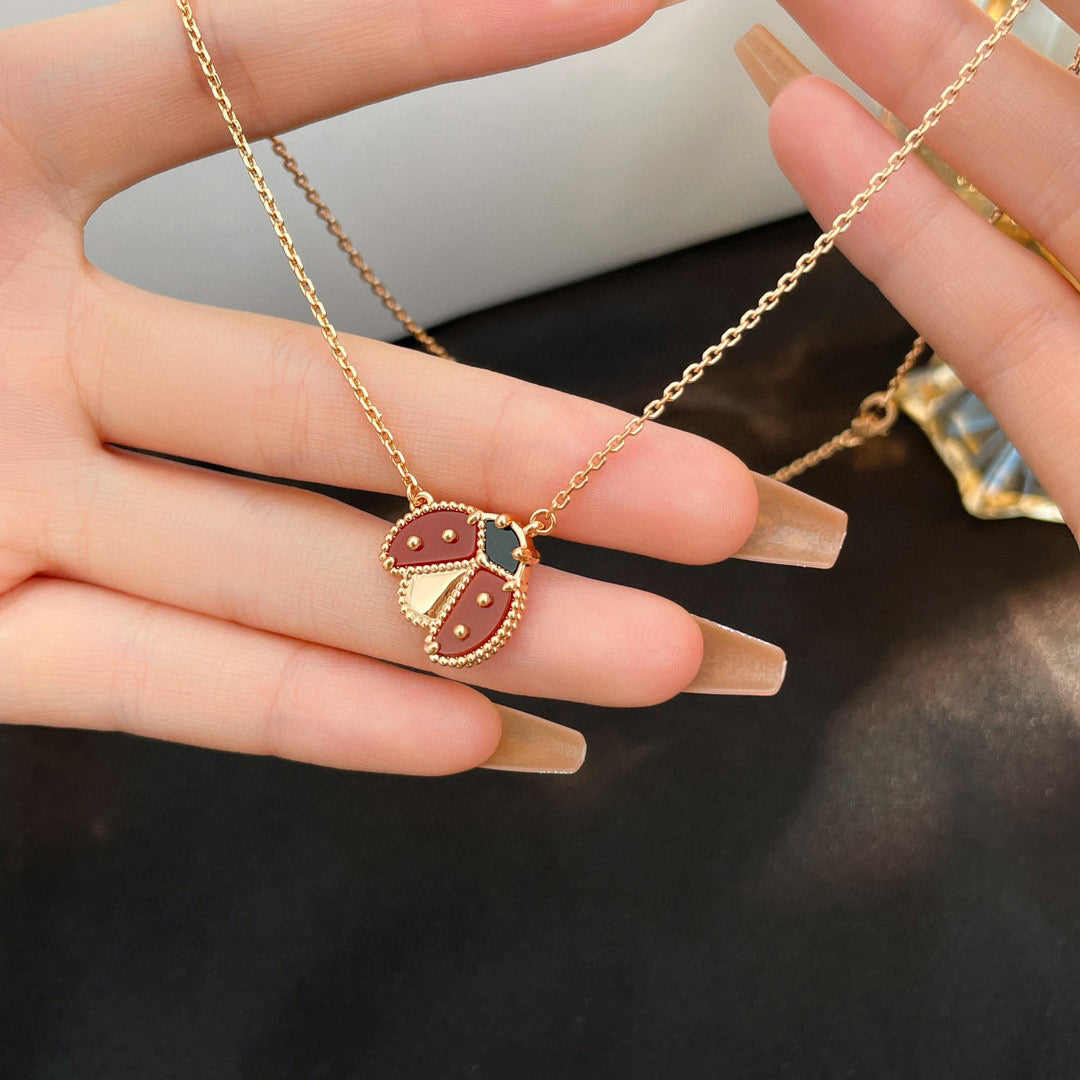 [Lumi Jewelry]LUCKY  CARNELIANS LADYBUG NECKLACE