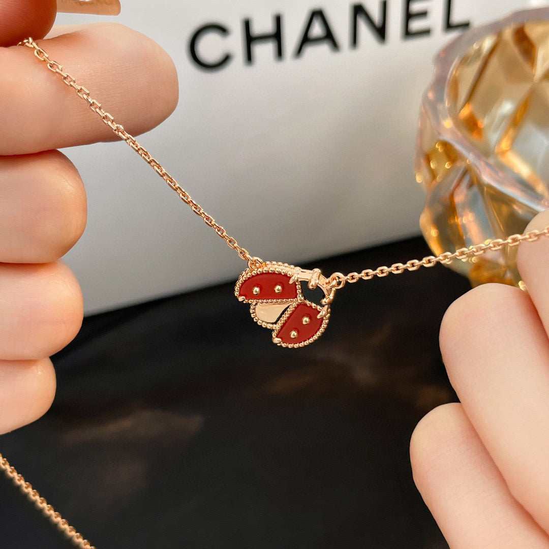 [Lumi Jewelry]LUCKY  CARNELIANS LADYBUG NECKLACE