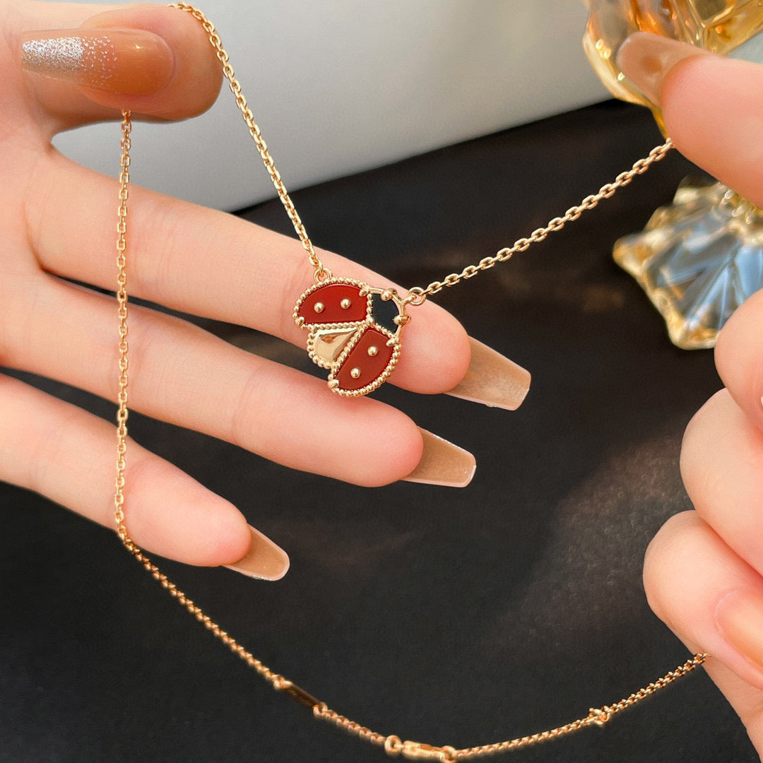 [Lumi Jewelry]LUCKY  CARNELIANS LADYBUG NECKLACE