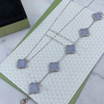 [Lumi Jewelry]CLOVER  5 MOTIF PURPLE CHALCEDONY BRACELET SILVER