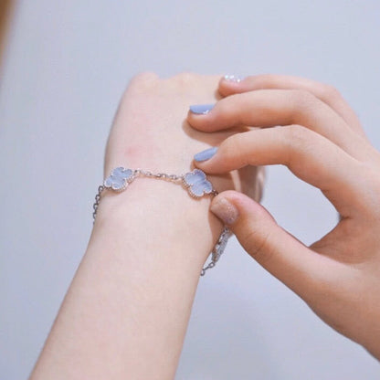 [Lumi Jewelry]CLOVER  5 MOTIF PURPLE CHALCEDONY BRACELET SILVER