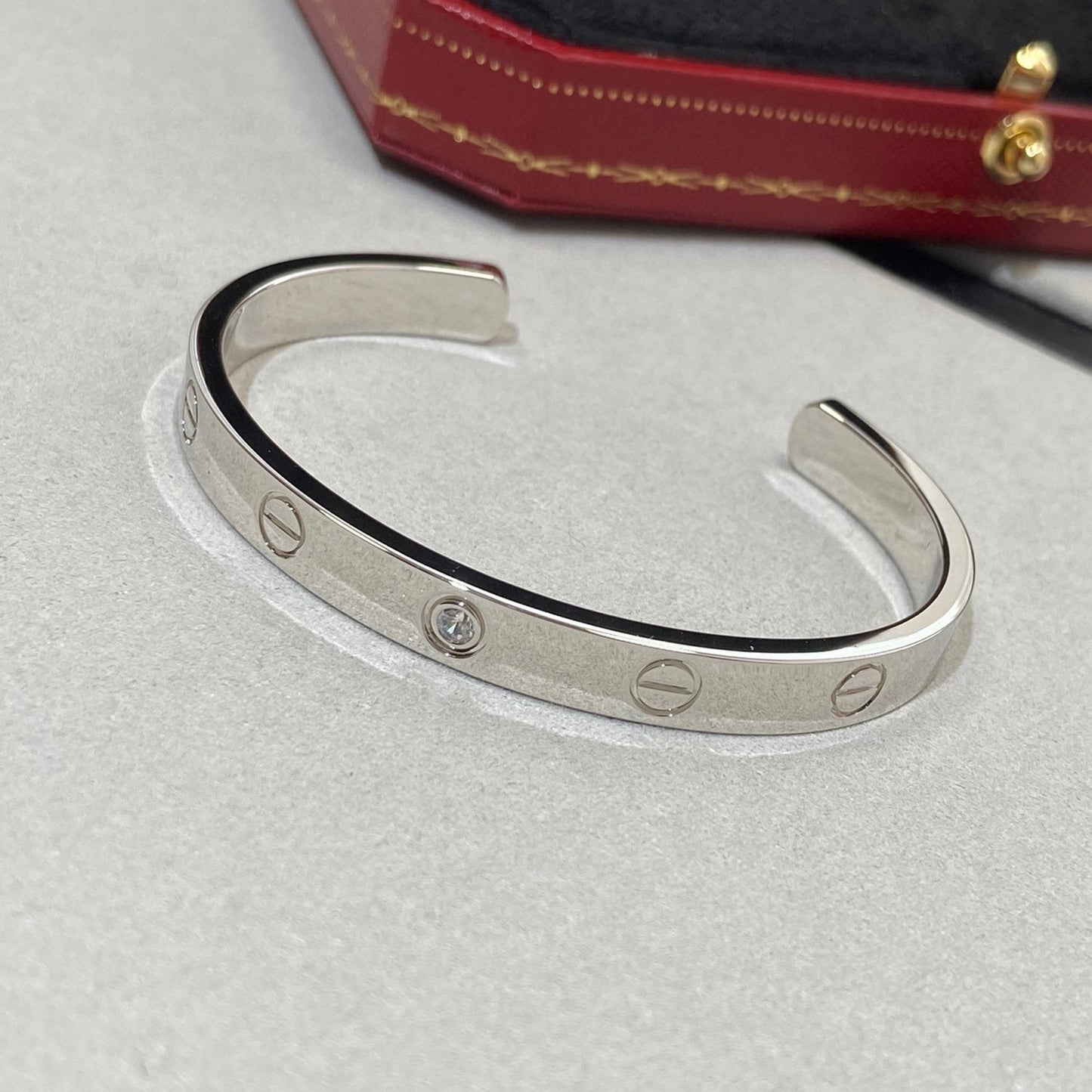 [Lumi Jewelry]LOVE BRACELET 6.1MM 1 DIAMOND OPEN CUFF