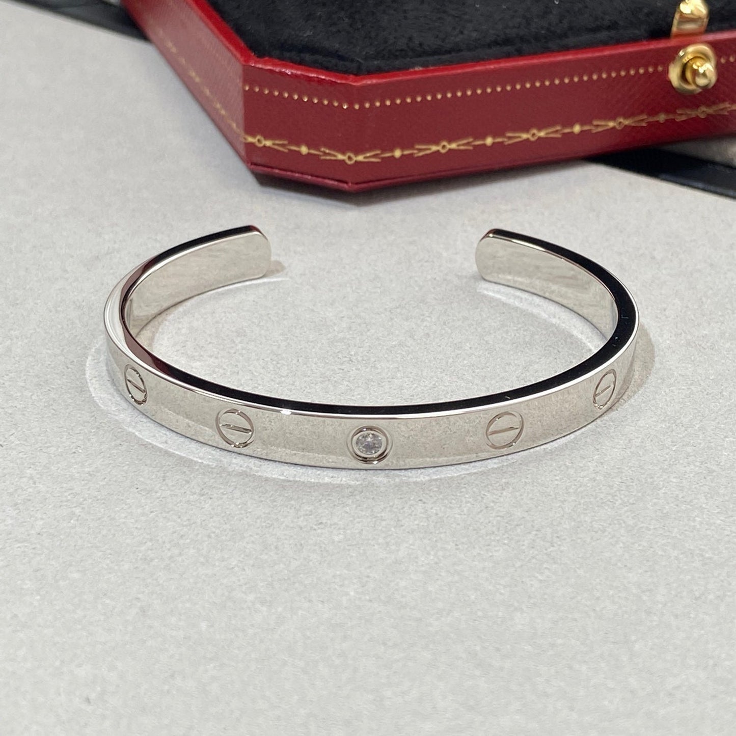 [Lumi Jewelry]LOVE BRACELET 6.1MM 1 DIAMOND OPEN CUFF