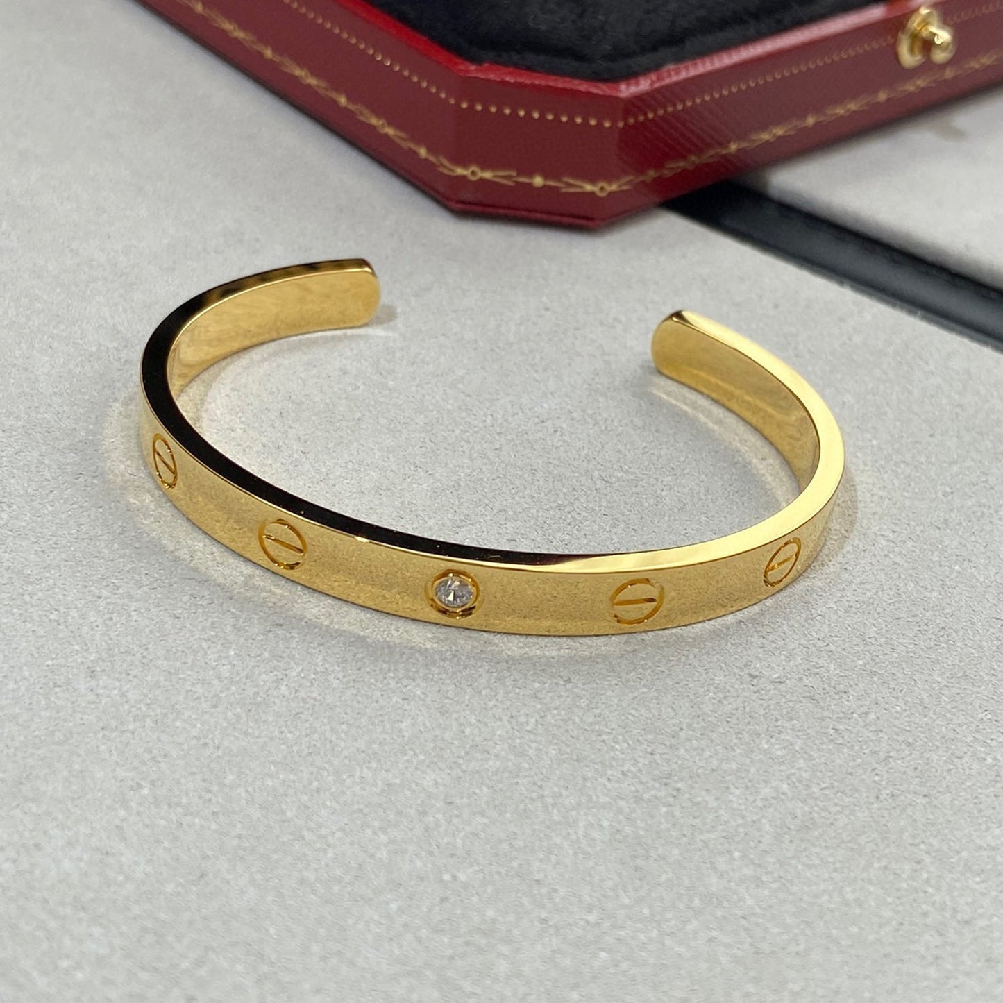 [Lumi Jewelry]LOVE BRACELET 6.1MM 1 DIAMOND OPEN CUFF