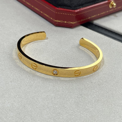 [Lumi Jewelry]LOVE BRACELET 6.1MM 1 DIAMOND OPEN CUFF