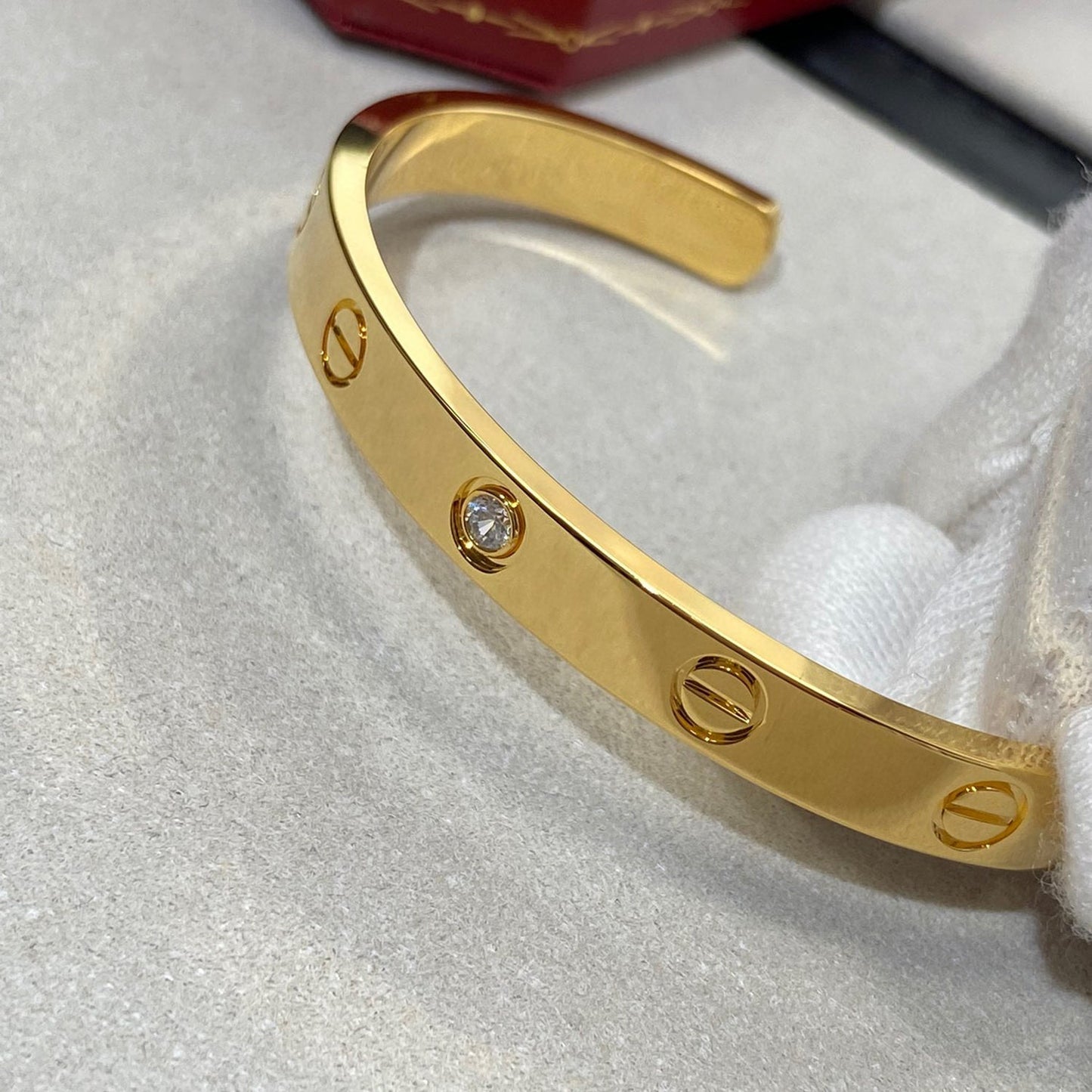 [Lumi Jewelry]LOVE BRACELET 6.1MM 1 DIAMOND OPEN CUFF