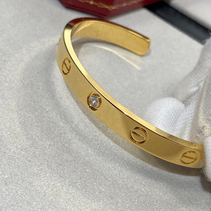 [Lumi Jewelry]LOVE BRACELET 6.1MM 1 DIAMOND OPEN CUFF