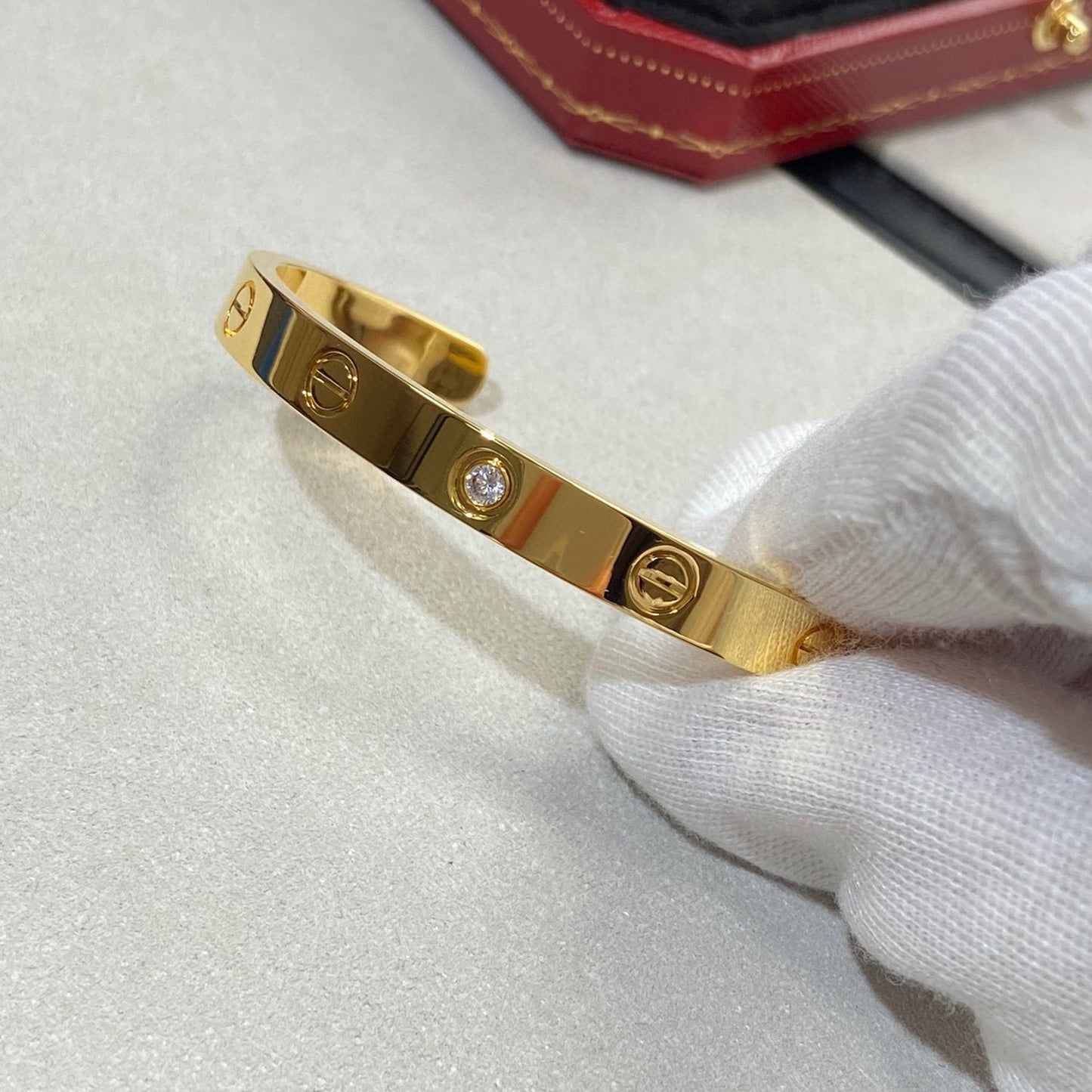 [Lumi Jewelry]LOVE BRACELET 6.1MM 1 DIAMOND OPEN CUFF