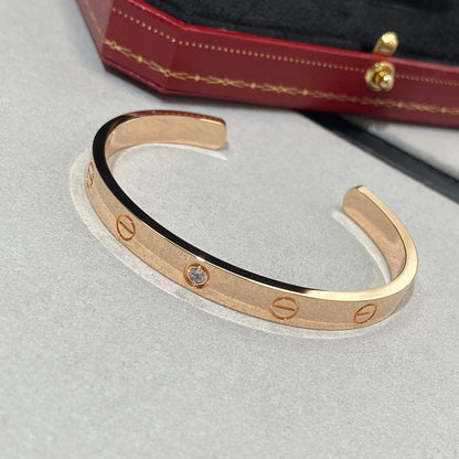 [Lumi Jewelry]LOVE BRACELET 6.1MM 1 DIAMOND OPEN CUFF