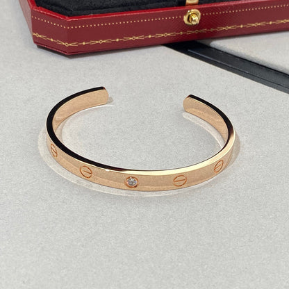 [Lumi Jewelry]LOVE BRACELET 6.1MM 1 DIAMOND OPEN CUFF