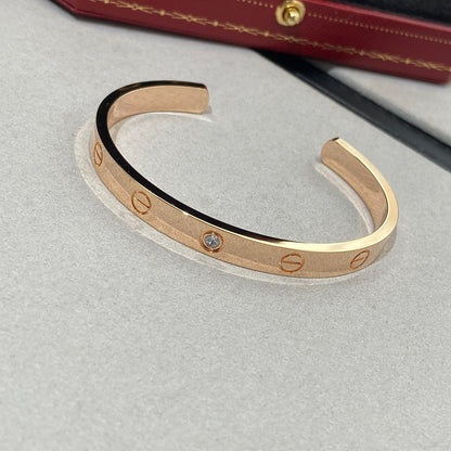 [Lumi Jewelry]LOVE BRACELET 6.1MM 1 DIAMOND OPEN CUFF