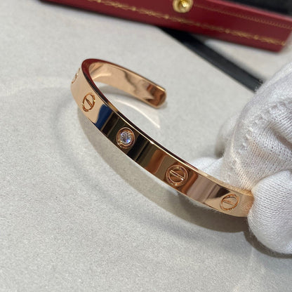 [Lumi Jewelry]LOVE BRACELET 6.1MM 1 DIAMOND OPEN CUFF