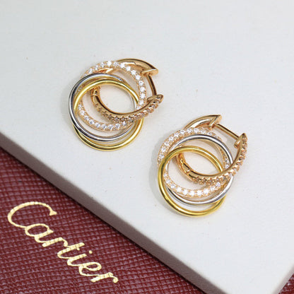 [Lumi Jewelry]TRINITY HALF DIAMOND  EARRINGS
