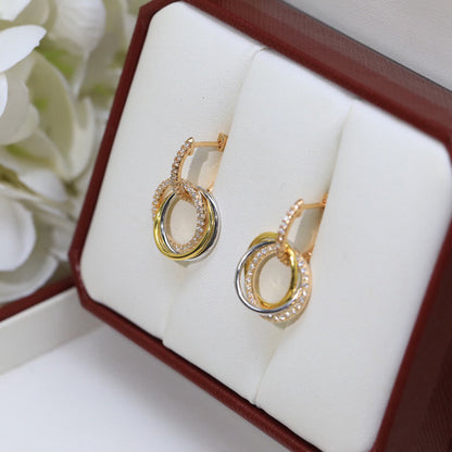 [Lumi Jewelry]TRINITY HALF DIAMOND  EARRINGS