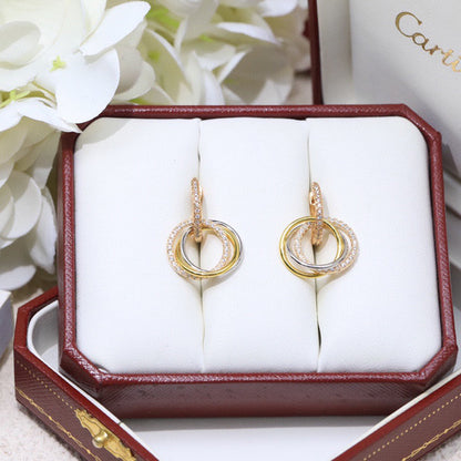 [Lumi Jewelry]TRINITY HALF DIAMOND  EARRINGS