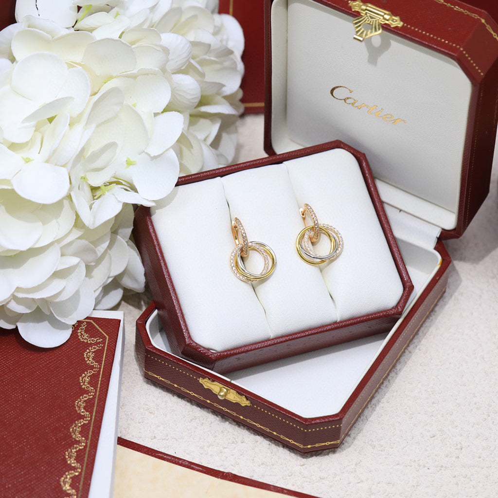 [Lumi Jewelry]TRINITY HALF DIAMOND  EARRINGS