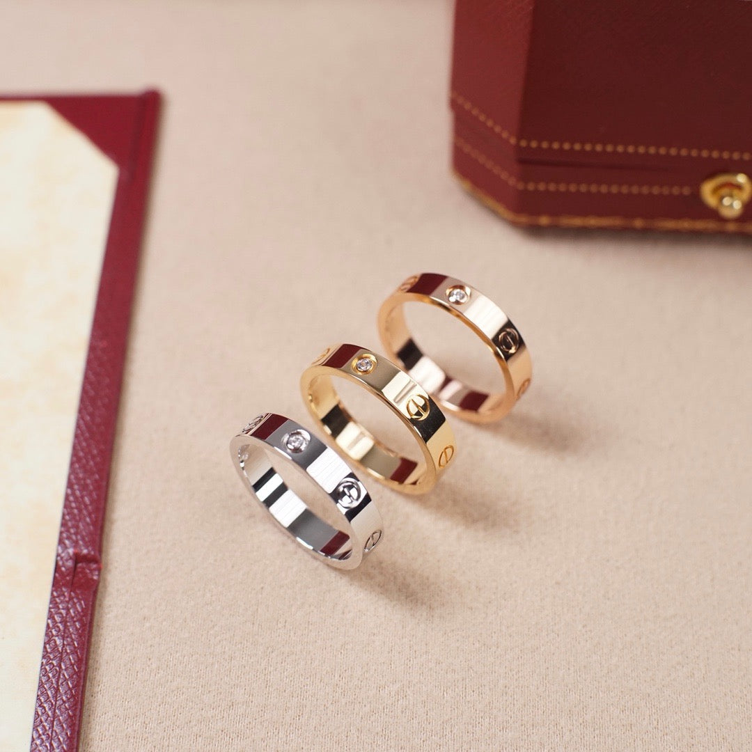 [Lumi Jewelry]LOVE 4MM 1 DIAMOND RING