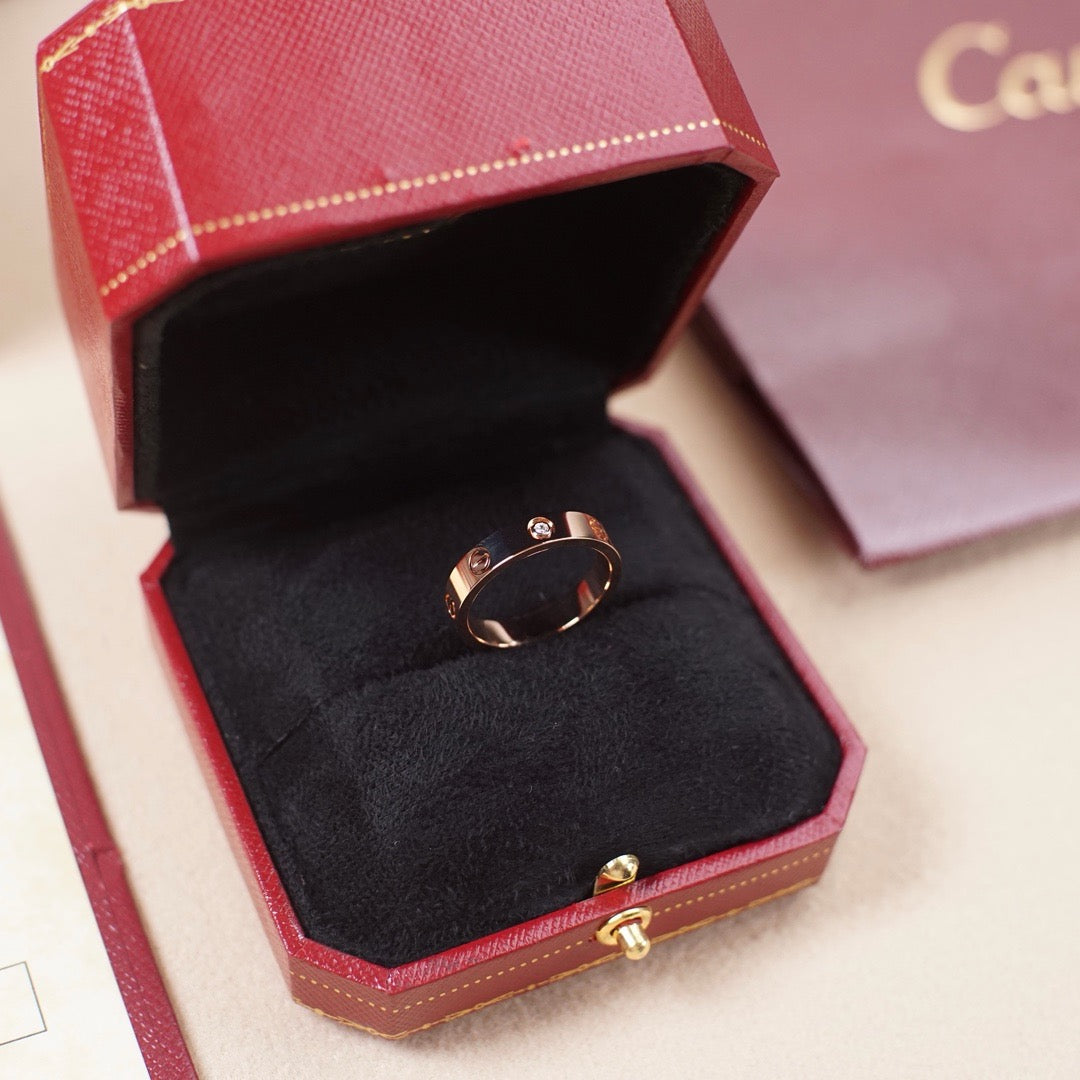 [Lumi Jewelry]LOVE 4MM 1 DIAMOND RING