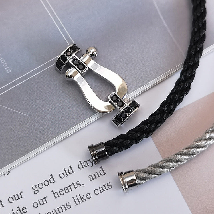 [Lumi Jewelry]FORCE LARGE HORSESHOE BLACK DIAMOND BRACELET SILVER