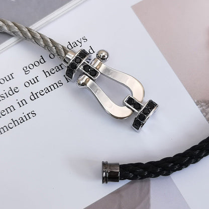 [Lumi Jewelry]FORCE LARGE HORSESHOE BLACK DIAMOND BRACELET SILVER