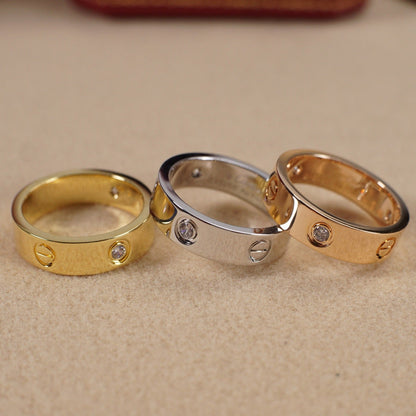 [Lumi Jewelry]LOVE 5.5MM 3 DIAMOND RING