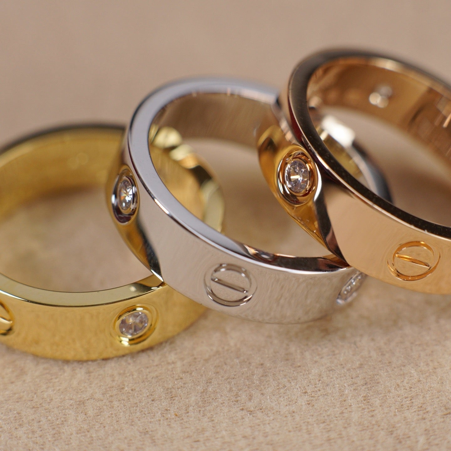 [Lumi Jewelry]LOVE 5.5MM 3 DIAMOND RING