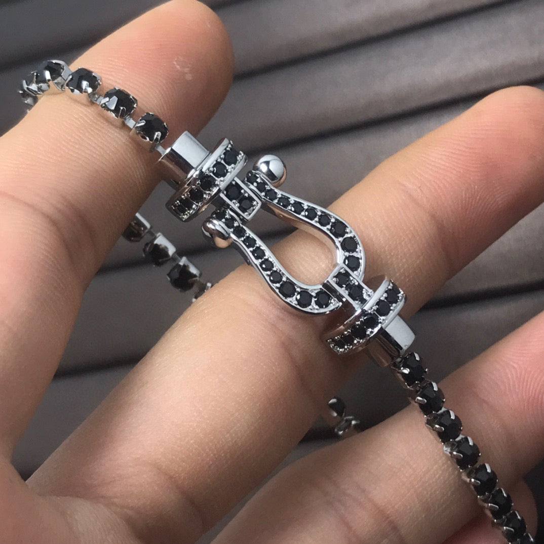 [Lumi Jewelry]FORCE  LARGE HORSESHOE FULL DIAMOND TENNIS BRACELET