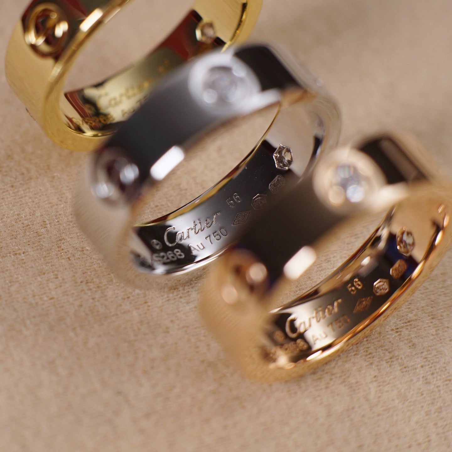 [Lumi Jewelry]LOVE 5.5MM 3 DIAMOND RING