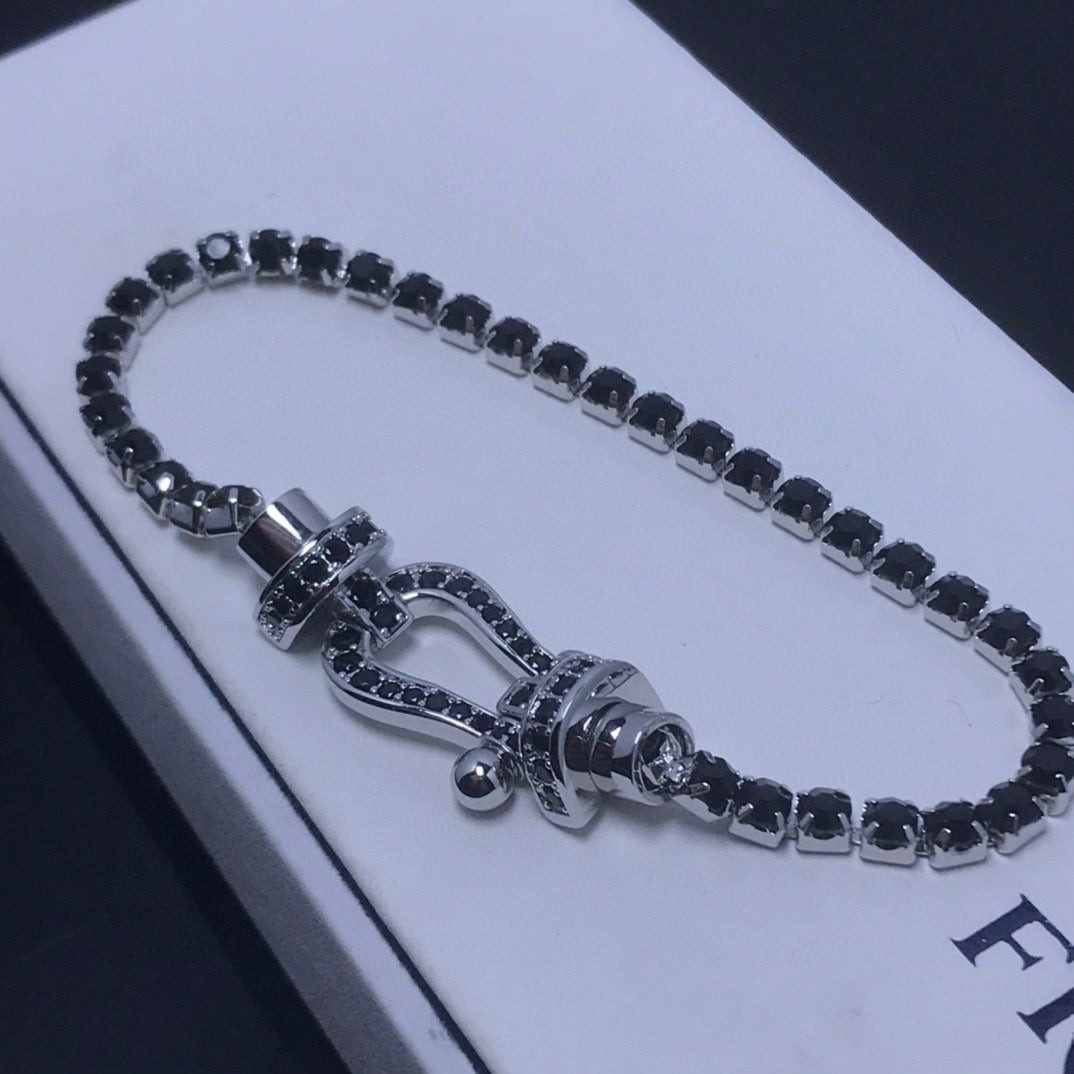 [Lumi Jewelry]FORCE  LARGE HORSESHOE FULL DIAMOND TENNIS BRACELET