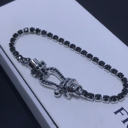 [Lumi Jewelry]FORCE  LARGE HORSESHOE FULL DIAMOND TENNIS BRACELET